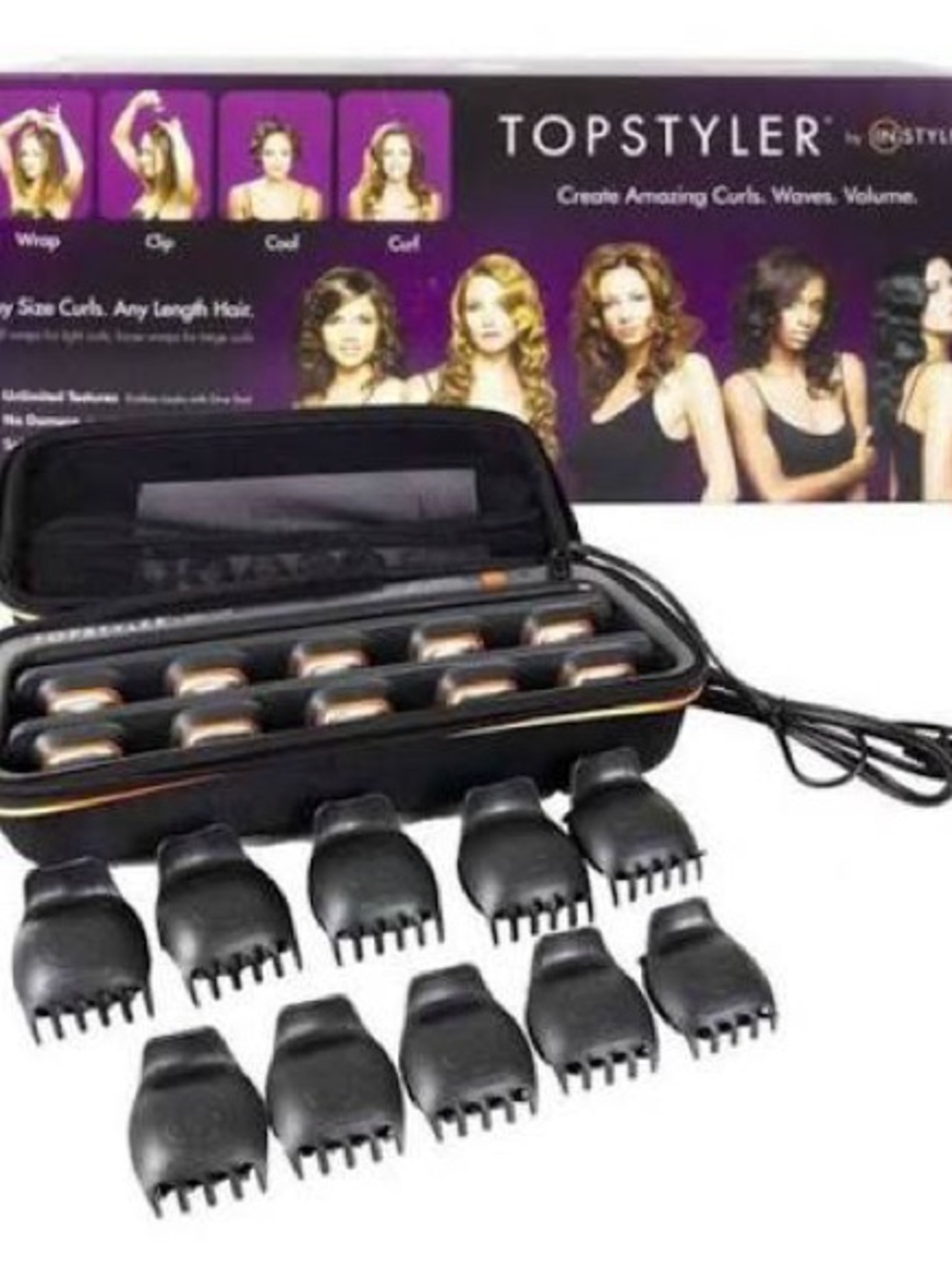 Black Heated Hair Rollers with Clips - Black